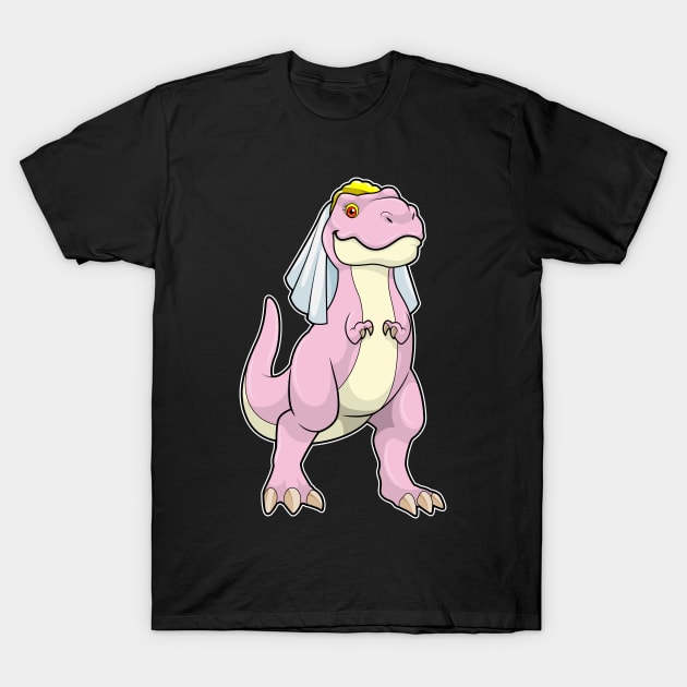 Dinosaur as Bride at Wedding with Veil T-Shirt by Markus Schnabel